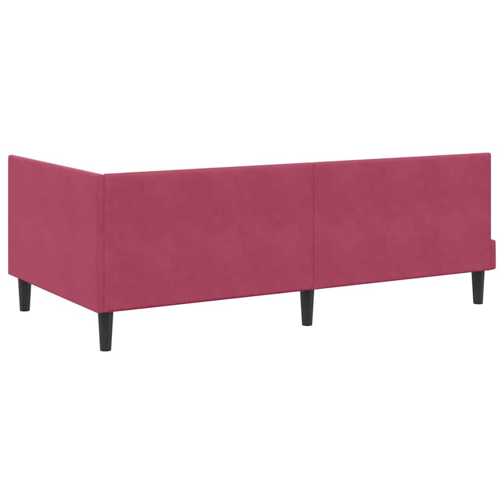 Eckbettgestell mit Matratze 2 stk. Weinrot 90 x 200 cm Samt