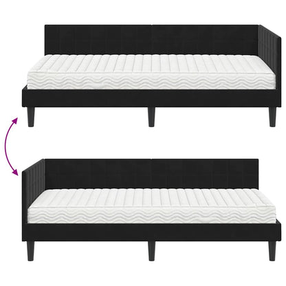 Eckbettgestell mit Matratze 2 stk. Schwarz 90 x 200 cm Samt
