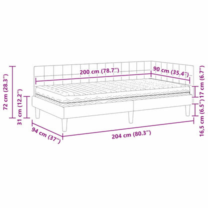 Eckbettgestell mit Matratze 2 stk. Schwarz 90 x 200 cm Samt