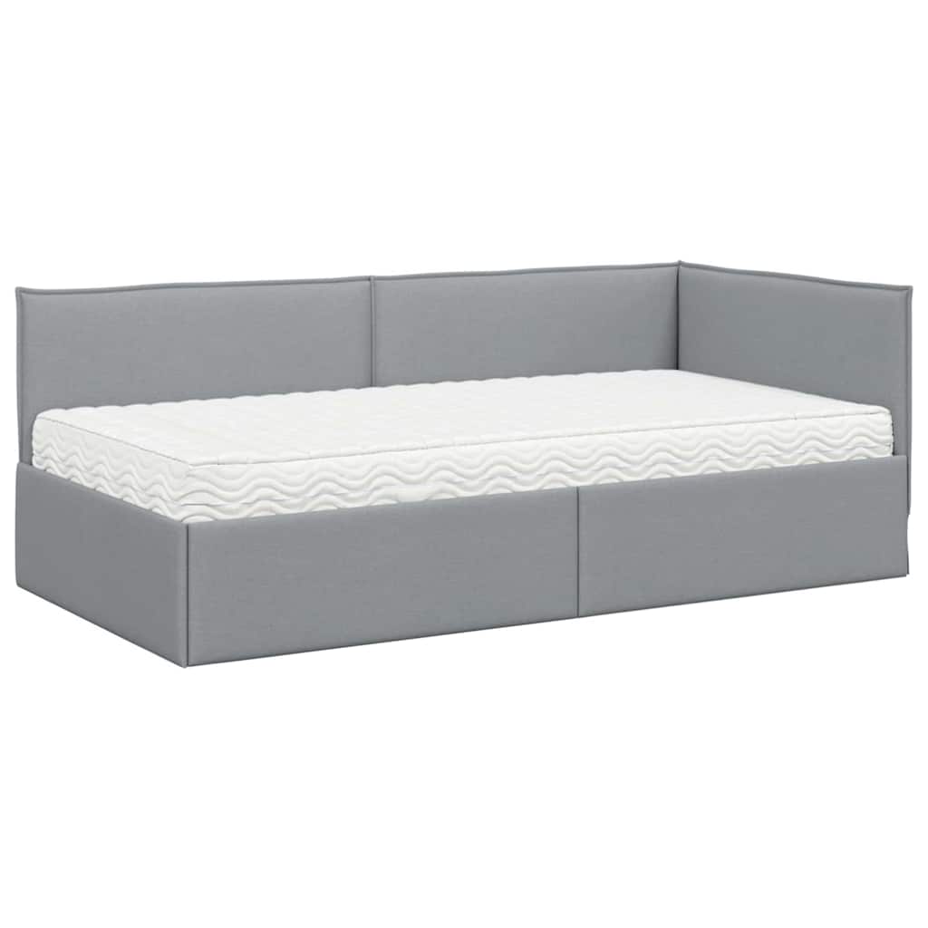 Eckbettgestell mit Matratze 2 stk. Hellgrau 90 x 200 cm Samt
