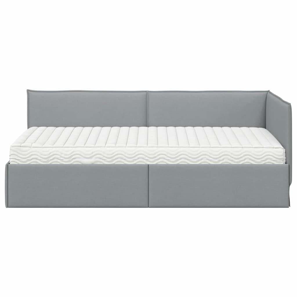 Eckbettgestell mit Matratze 2 stk. Hellgrau 90 x 200 cm Samt