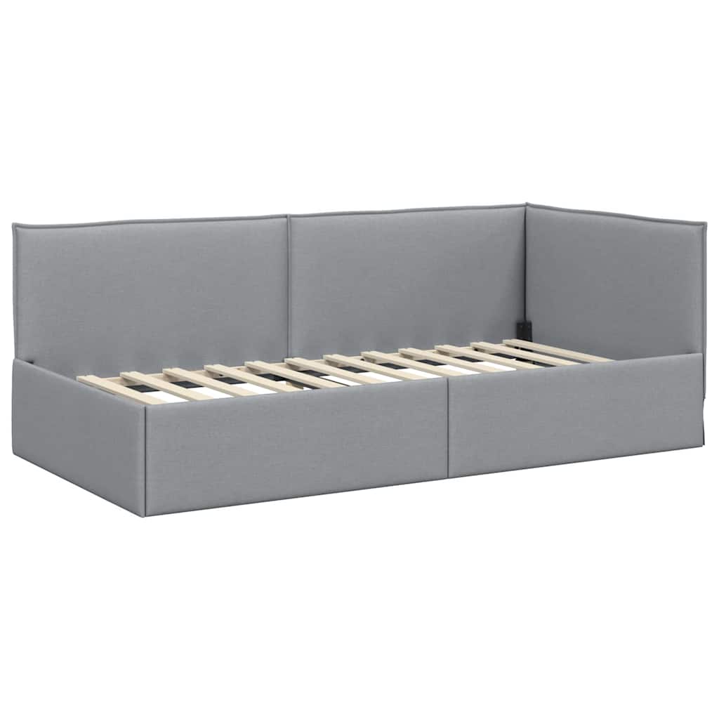 Eckbettgestell mit Matratze 2 stk. Hellgrau 90 x 200 cm Samt