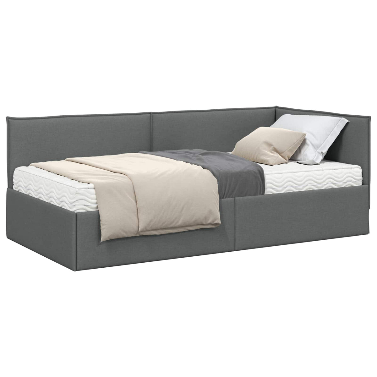 Eckbettgestell mit Matratze 2 stk. Dunkelgrau 90 x 200 cm Samt