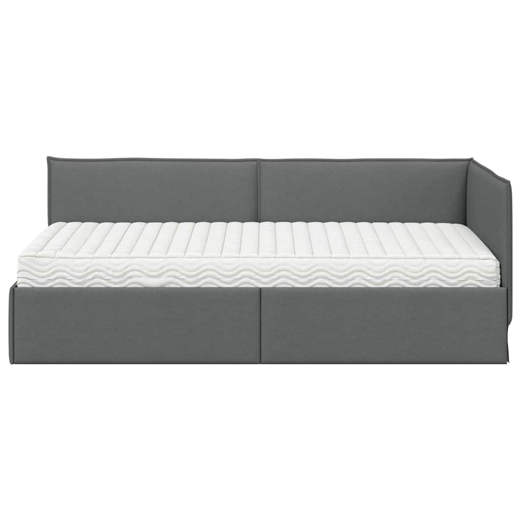 Eckbettgestell mit Matratze 2 stk. Dunkelgrau 90 x 200 cm Samt