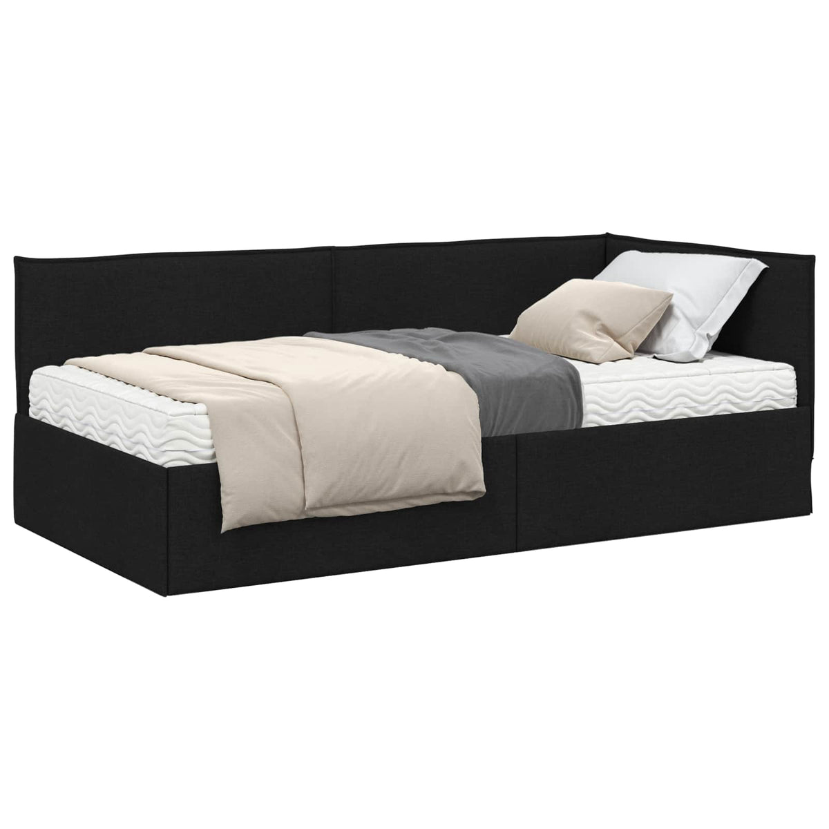 Eckbettgestell mit Matratze 2 stk. Schwarz 90 x 200 cm Samt