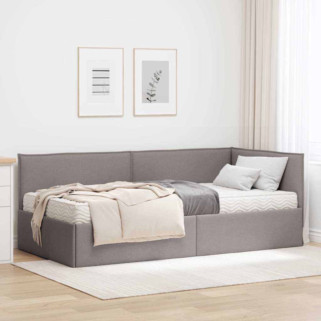 Eckbettgestell mit Matratze 2 stk. Taupe 90 x 200 cm Samt