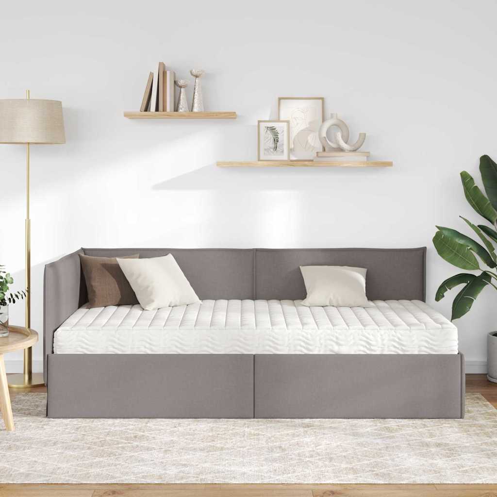 Eckbettgestell mit Matratze 2 stk. Taupe 90 x 200 cm Samt