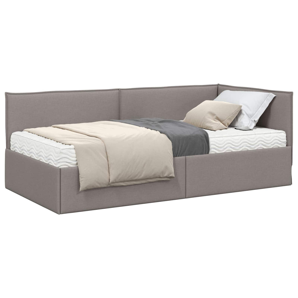 Eckbettgestell mit Matratze 2 stk. Taupe 90 x 200 cm Samt