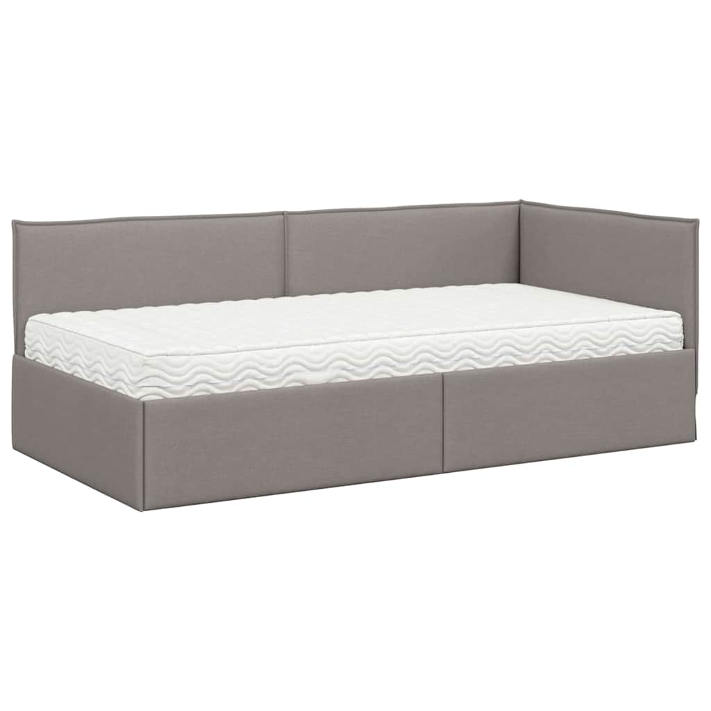 Eckbettgestell mit Matratze 2 stk. Taupe 90 x 200 cm Samt