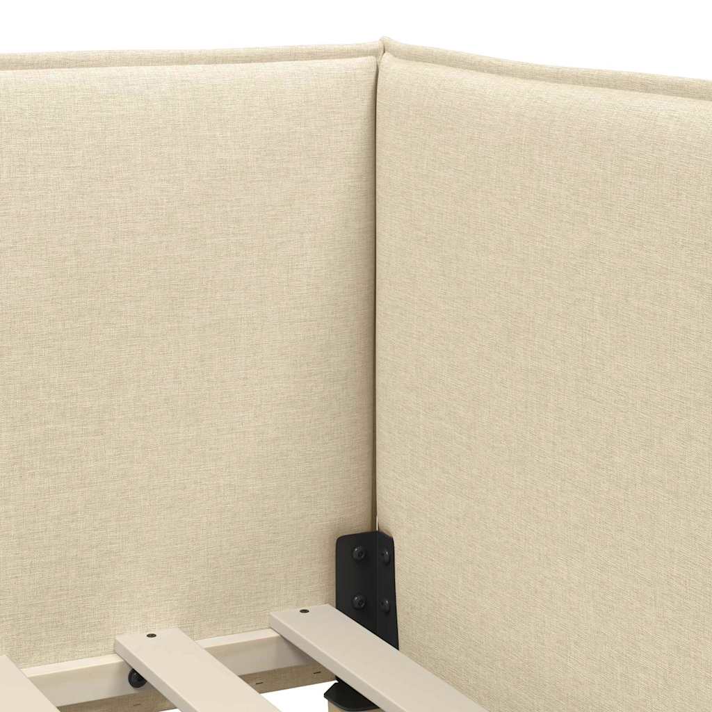 Eckbettgestell mit Matratze 2 stk. Creme 90 x 200 cm Samt