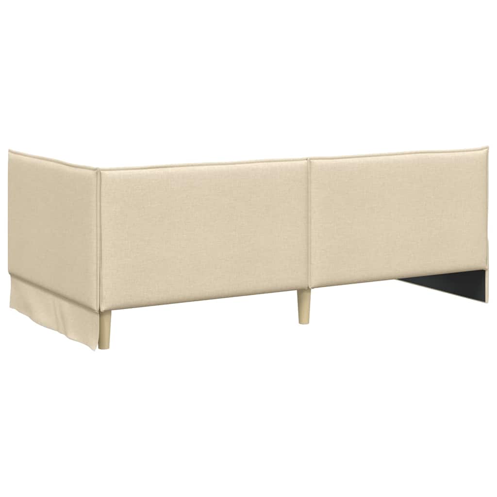 Eckbettgestell mit Matratze 2 stk. Creme 90 x 200 cm Samt