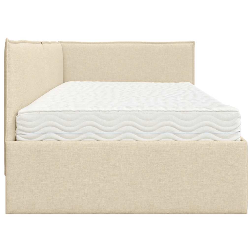 Eckbettgestell mit Matratze 2 stk. Creme 90 x 200 cm Samt