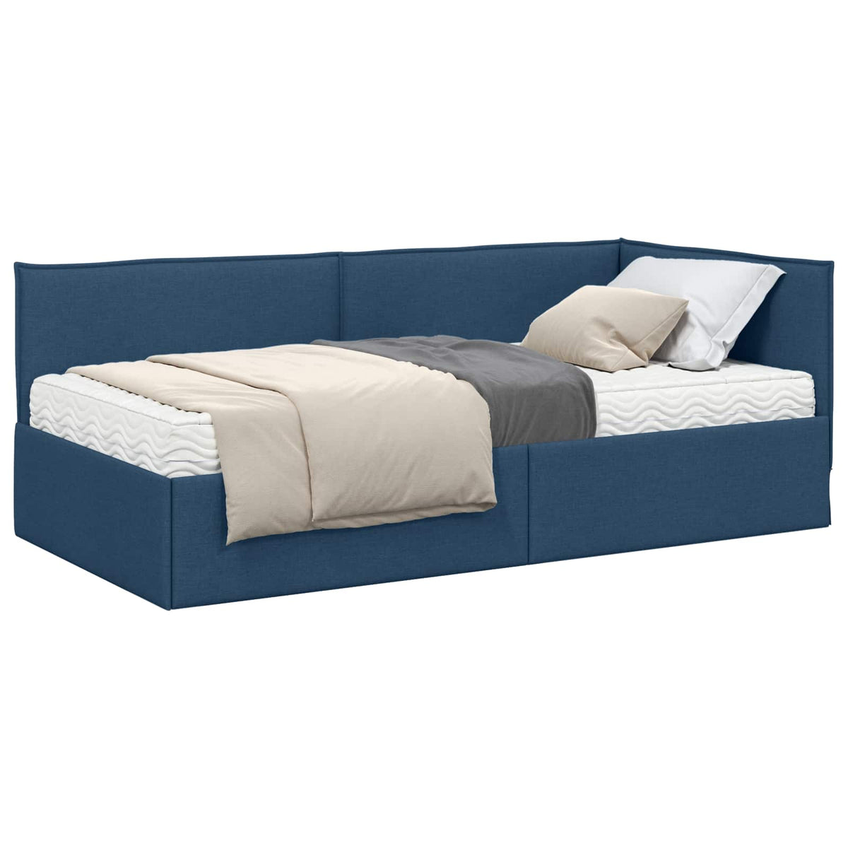 Eckbettgestell mit Matratze 2 stk. Blau 90 x 200 cm Samt
