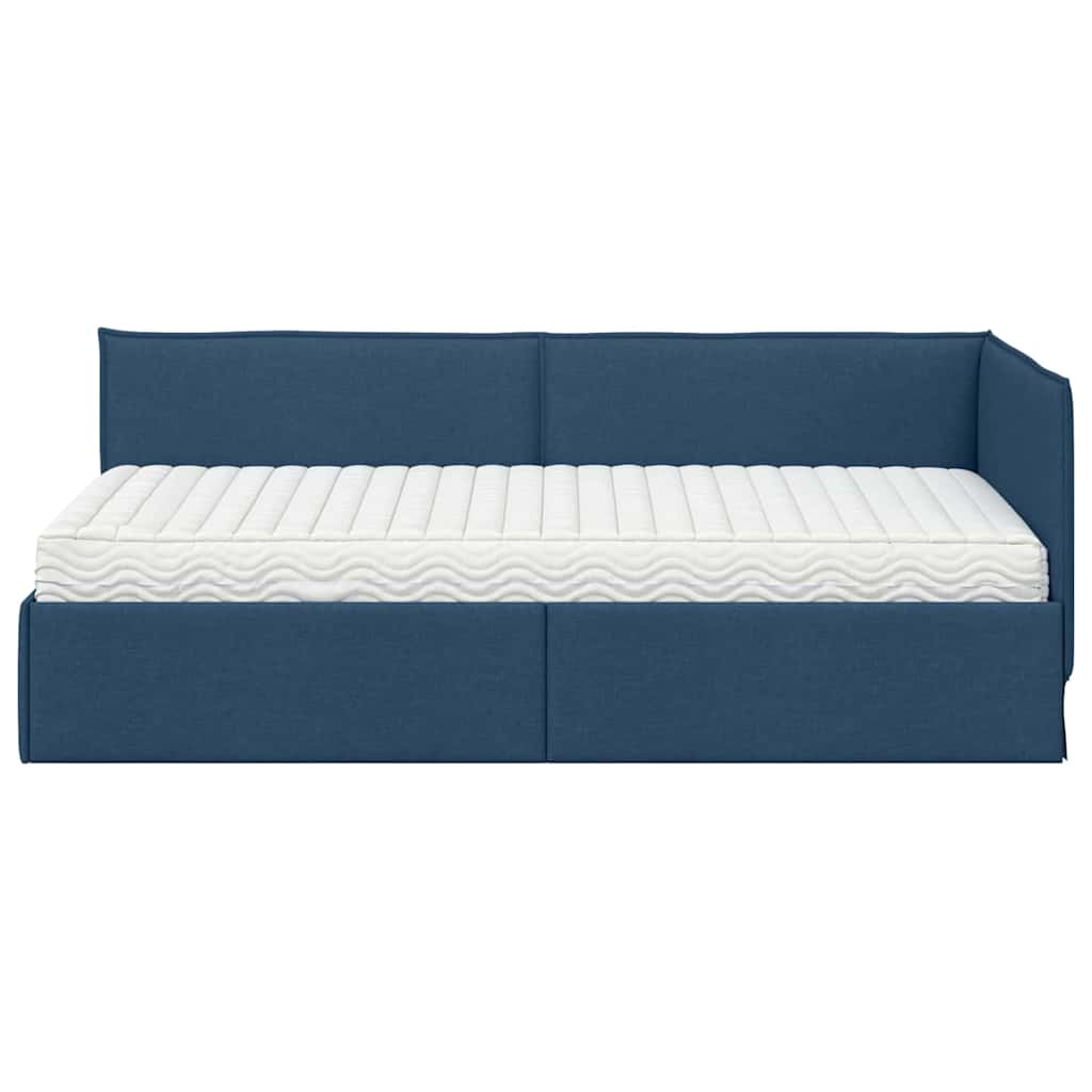 Eckbettgestell mit Matratze 2 stk. Blau 90 x 200 cm Samt