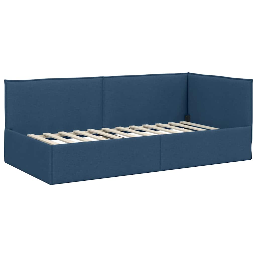 Eckbettgestell mit Matratze 2 stk. Blau 90 x 200 cm Samt