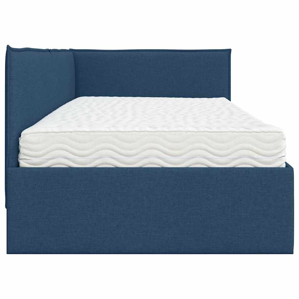 Eckbettgestell mit Matratze 2 stk. Blau 90 x 200 cm Samt