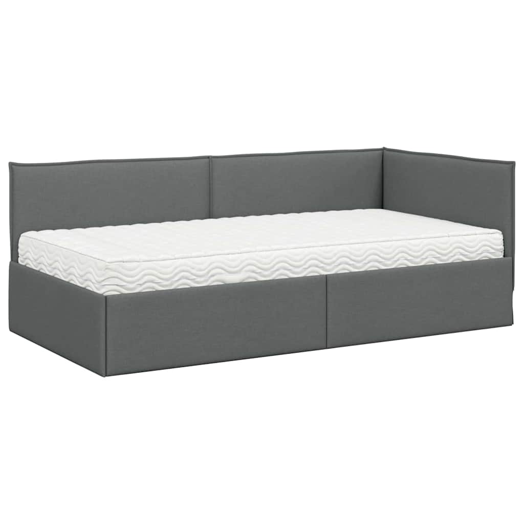 Eckbettgestell mit Matratze 2 stk. Dunkelgrau 100 x 200 cm Samt