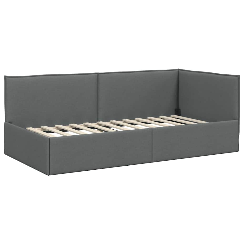 Eckbettgestell mit Matratze 2 stk. Dunkelgrau 100 x 200 cm Samt