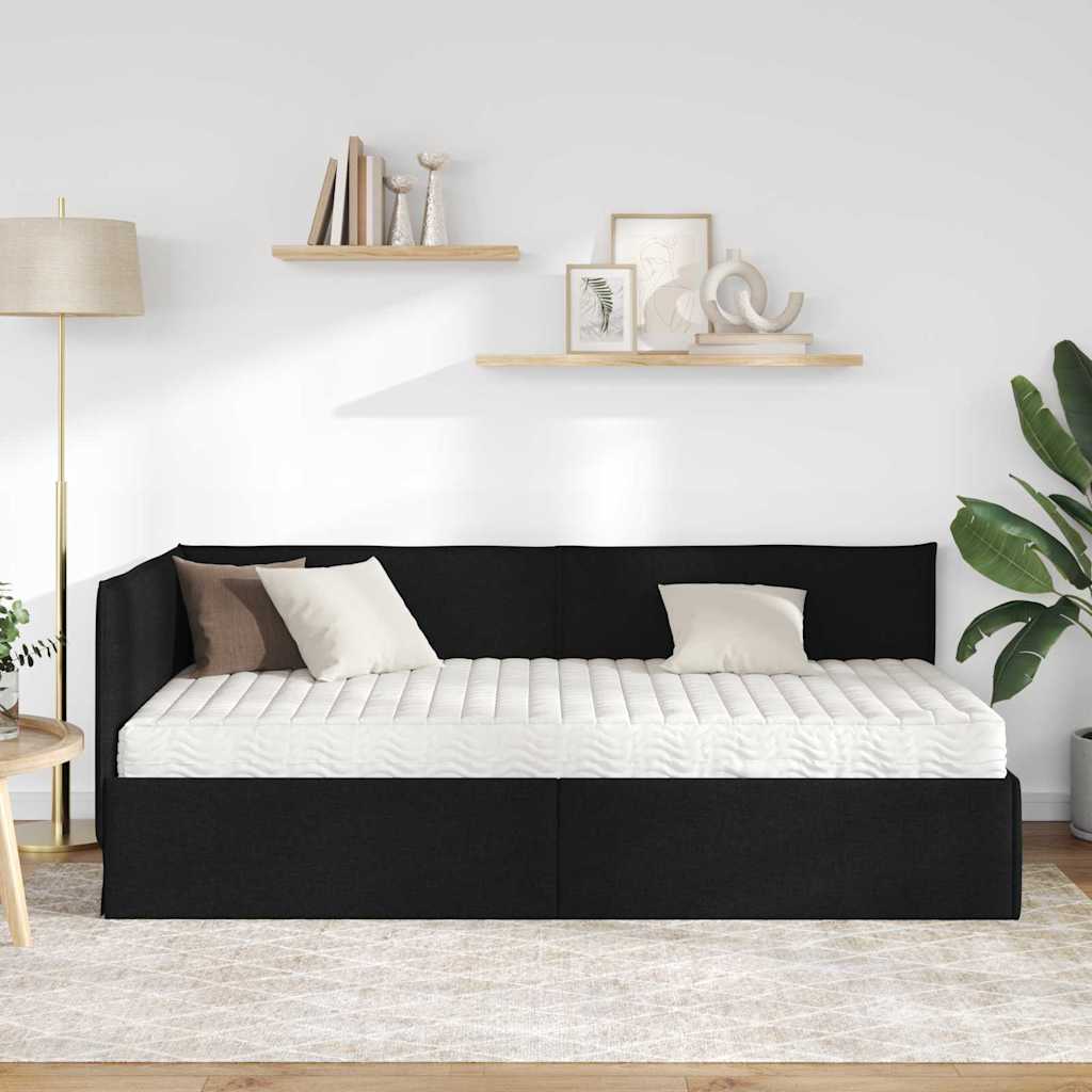 Eckbettgestell mit Matratze 2 stk. Schwarz 100 x 200 cm Samt