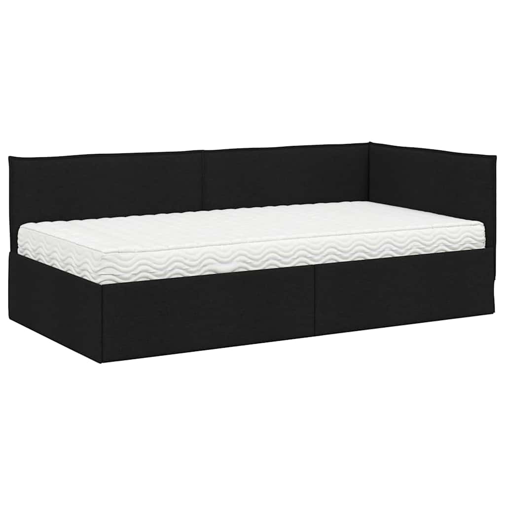 Eckbettgestell mit Matratze 2 stk. Schwarz 100 x 200 cm Samt