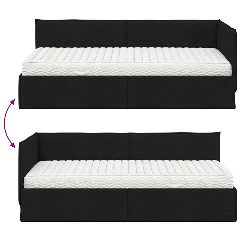 Eckbettgestell mit Matratze 2 stk. Schwarz 100 x 200 cm Samt