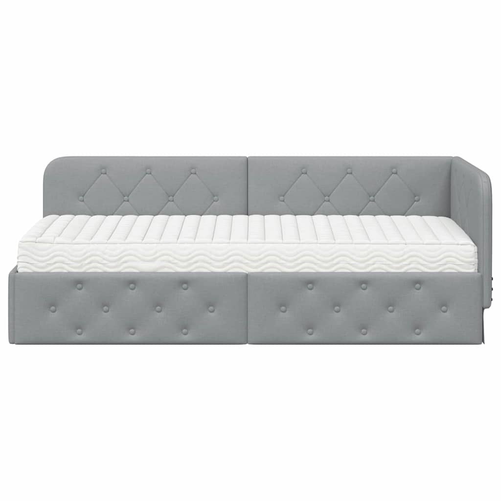 Eckbettgestell Hellgrau 80 x 200 cm Stoff