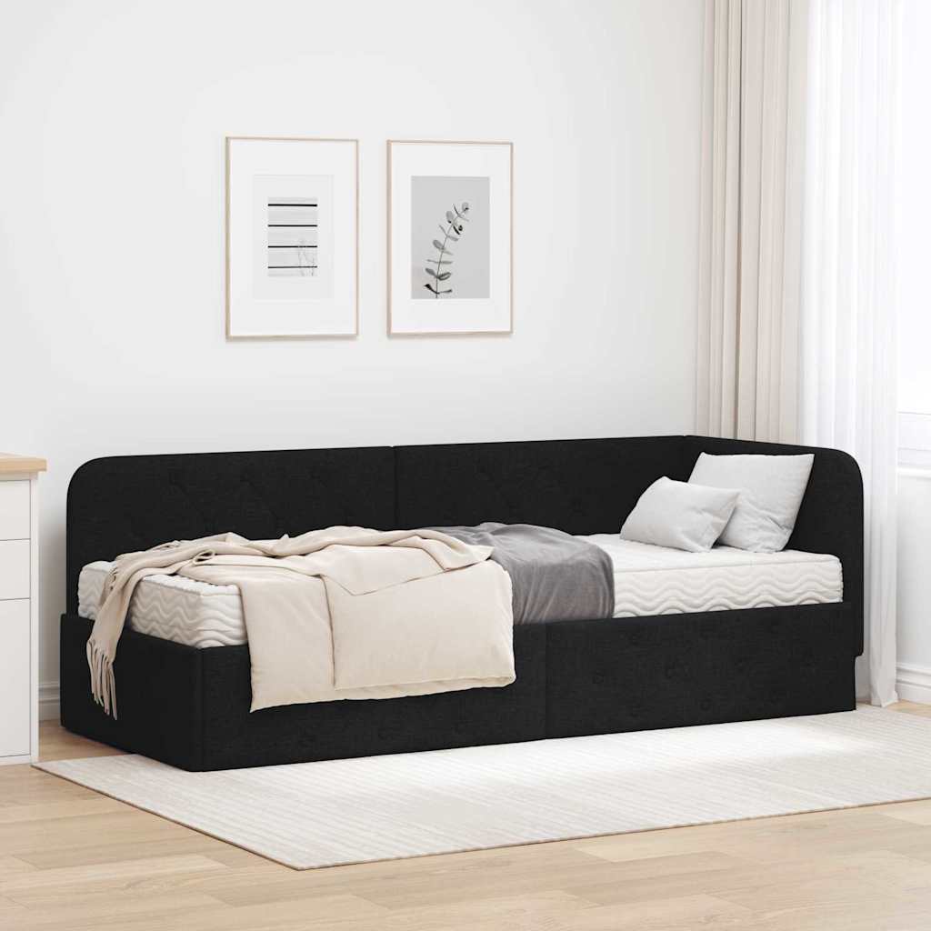 Eckbettgestell Schwarz 80 x 200 cm Stoff