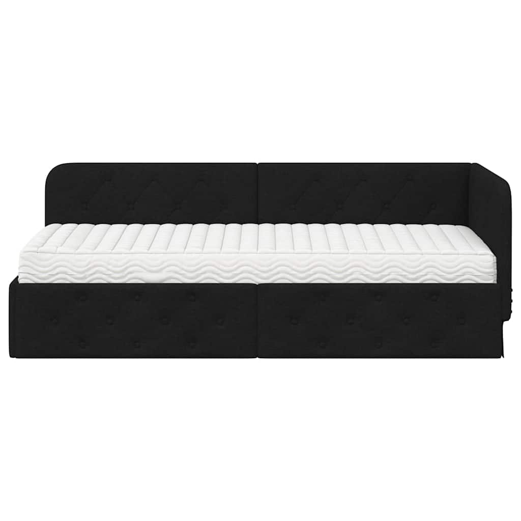 Eckbettgestell Schwarz 80 x 200 cm Stoff
