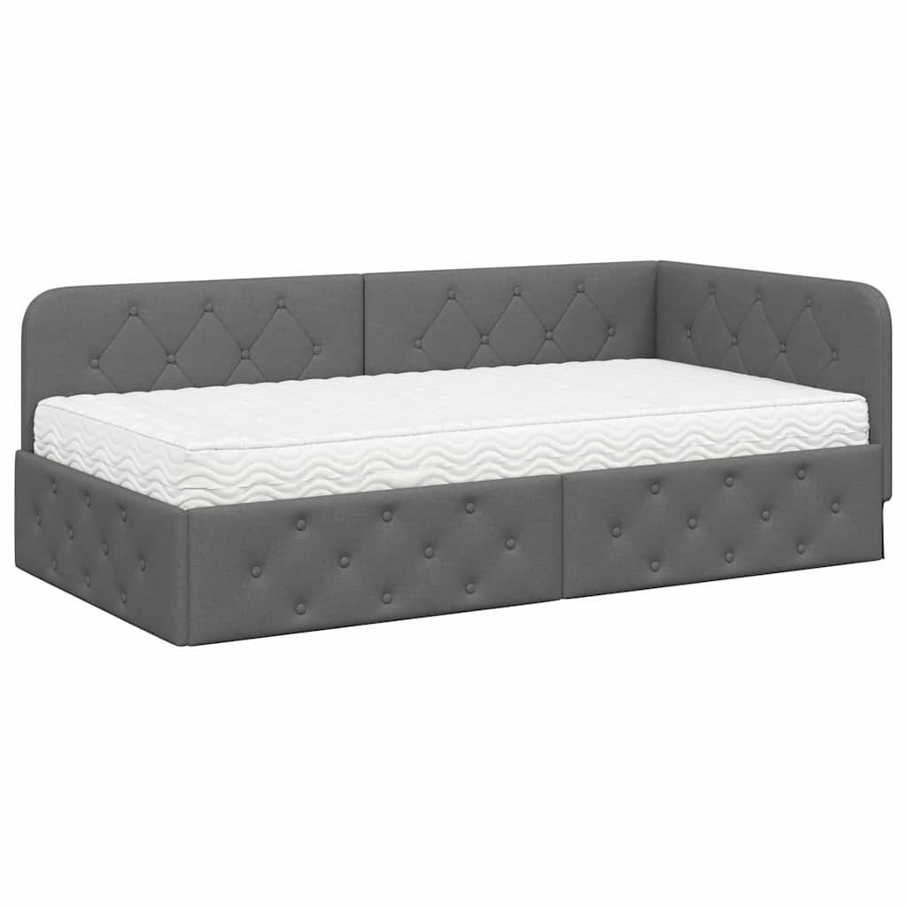 Eckbettgestell Dunkelgrau 90 x 190 cm Stoff