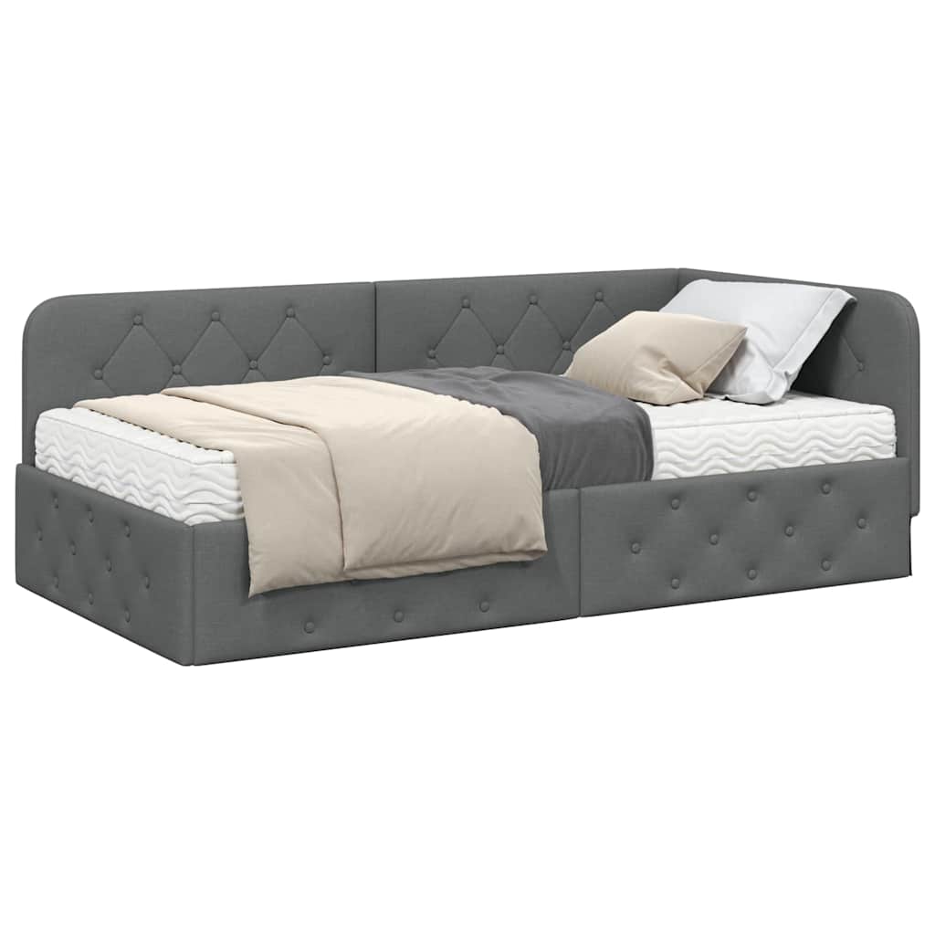 Eckbettgestell Dunkelgrau 90 x 190 cm Stoff