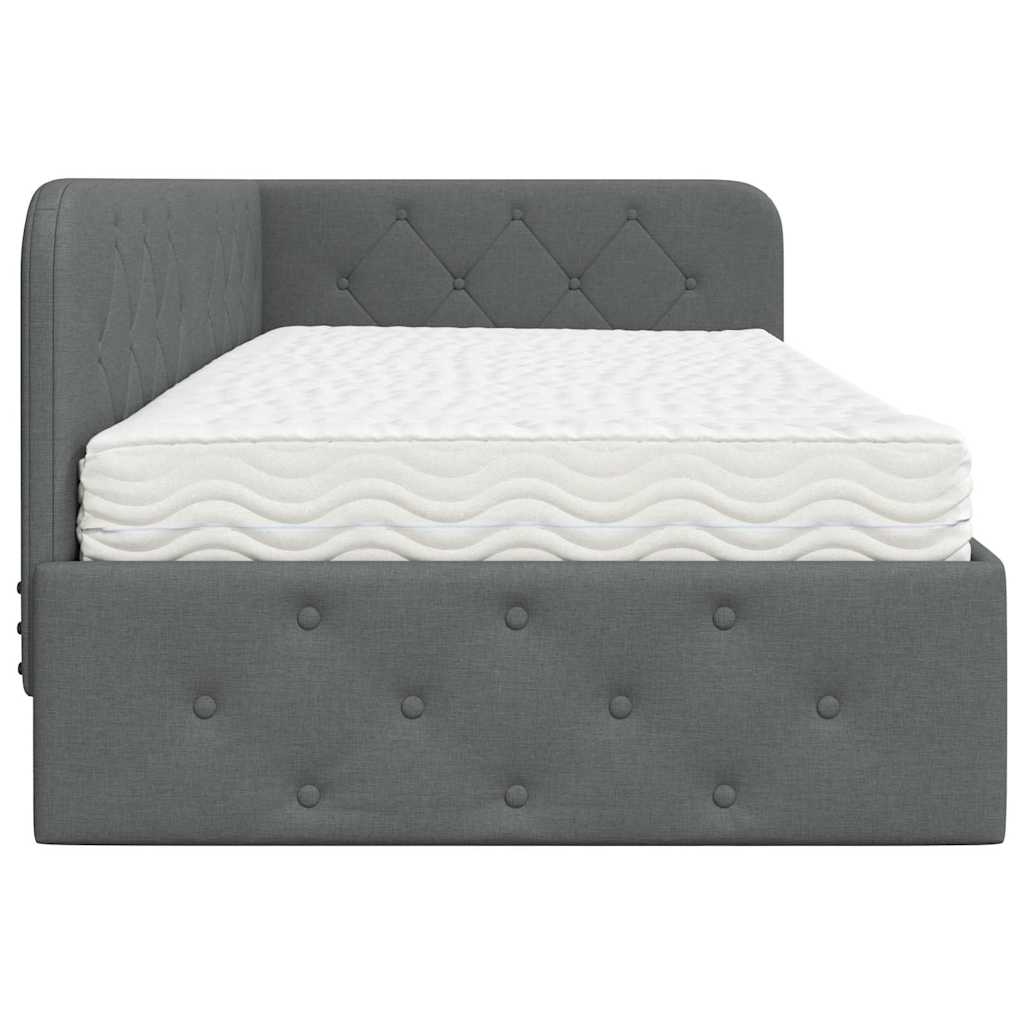 Eckbettgestell Dunkelgrau 90 x 190 cm Stoff