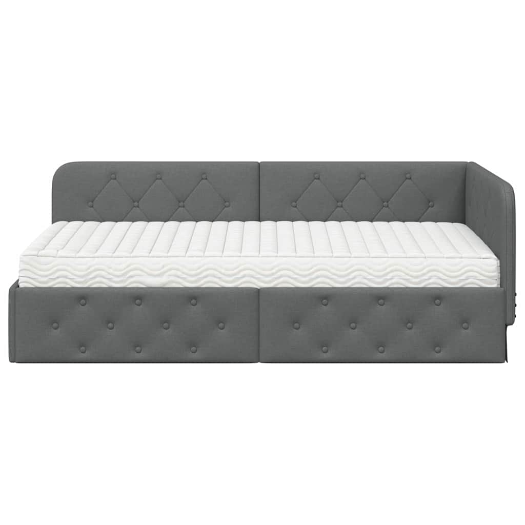 Eckbettgestell Dunkelgrau 90 x 200 cm Stoff