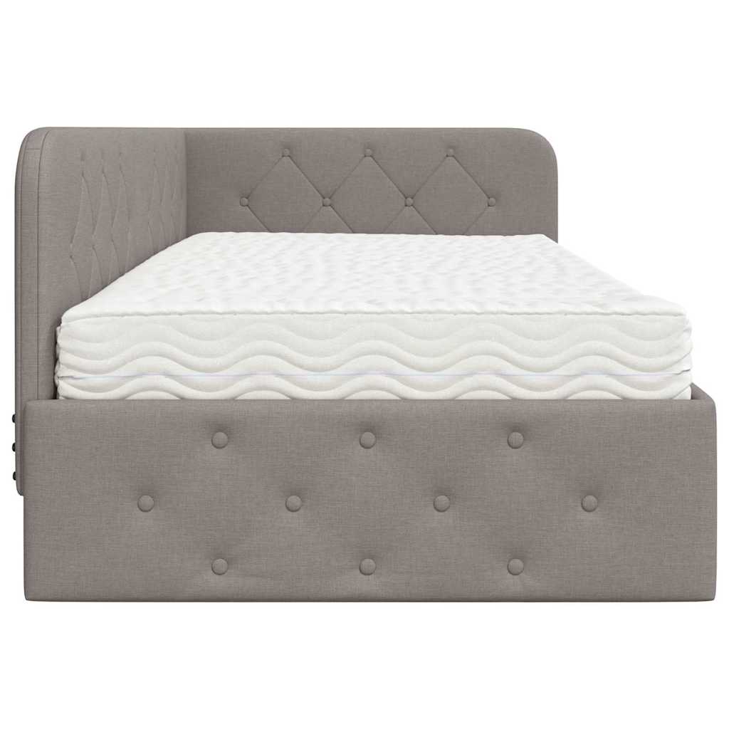 Eckbettgestell Taupe 90 x 200 cm Stoff