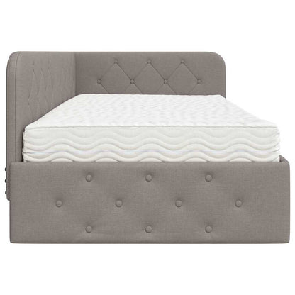Eckbettgestell Taupe 90 x 200 cm Stoff