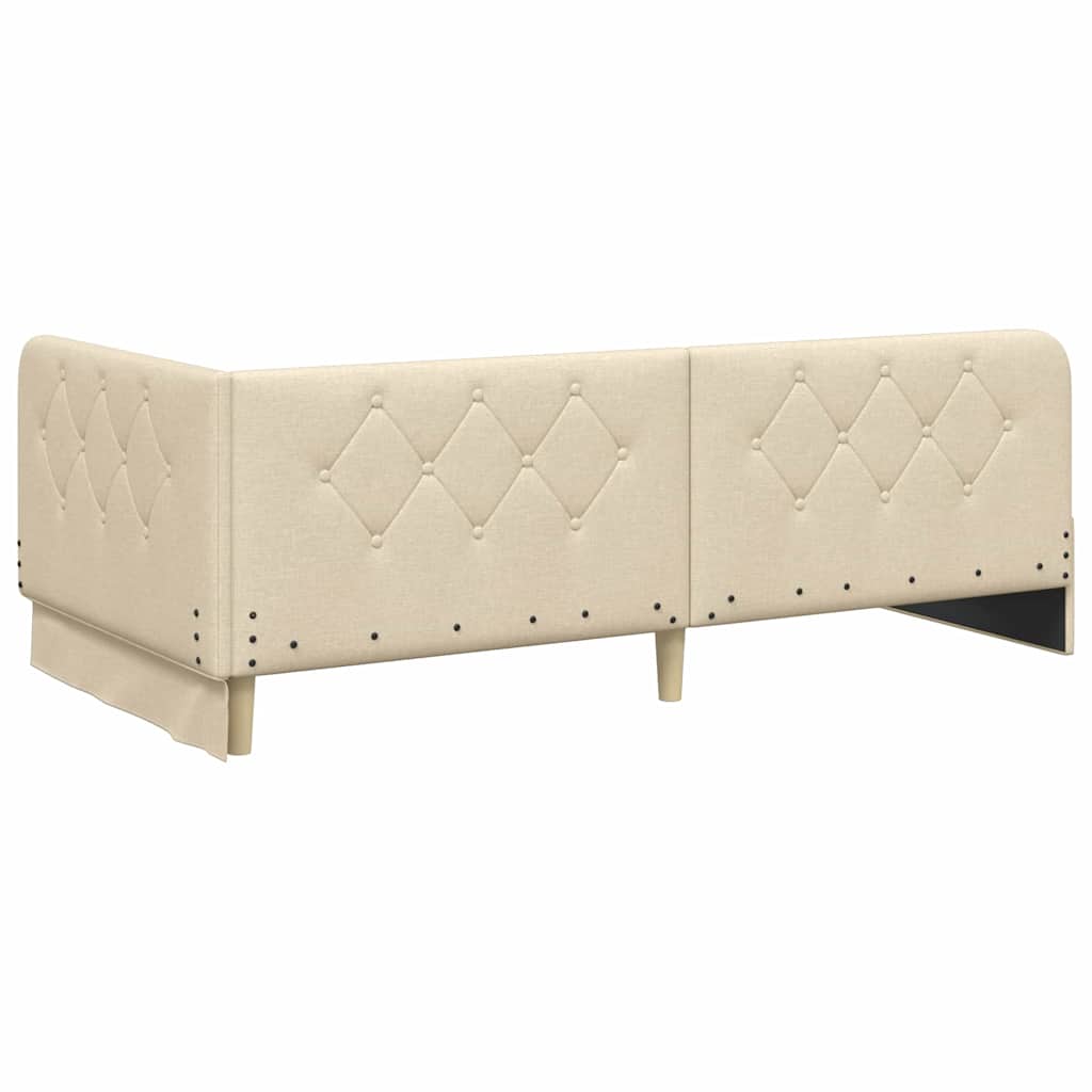 Eckbettgestell Creme 90 x 200 cm Stoff