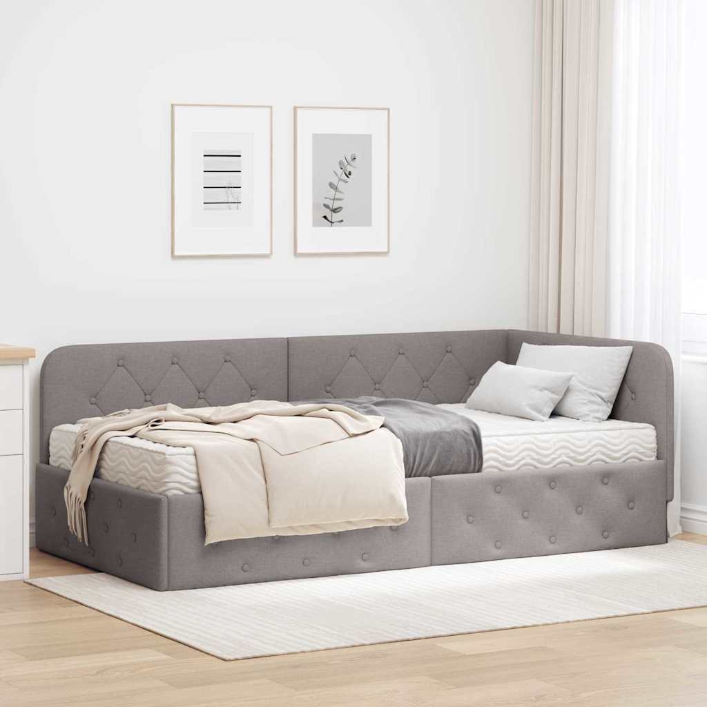 Eckbettgestell Taupe 100 x 200 cm Stoff