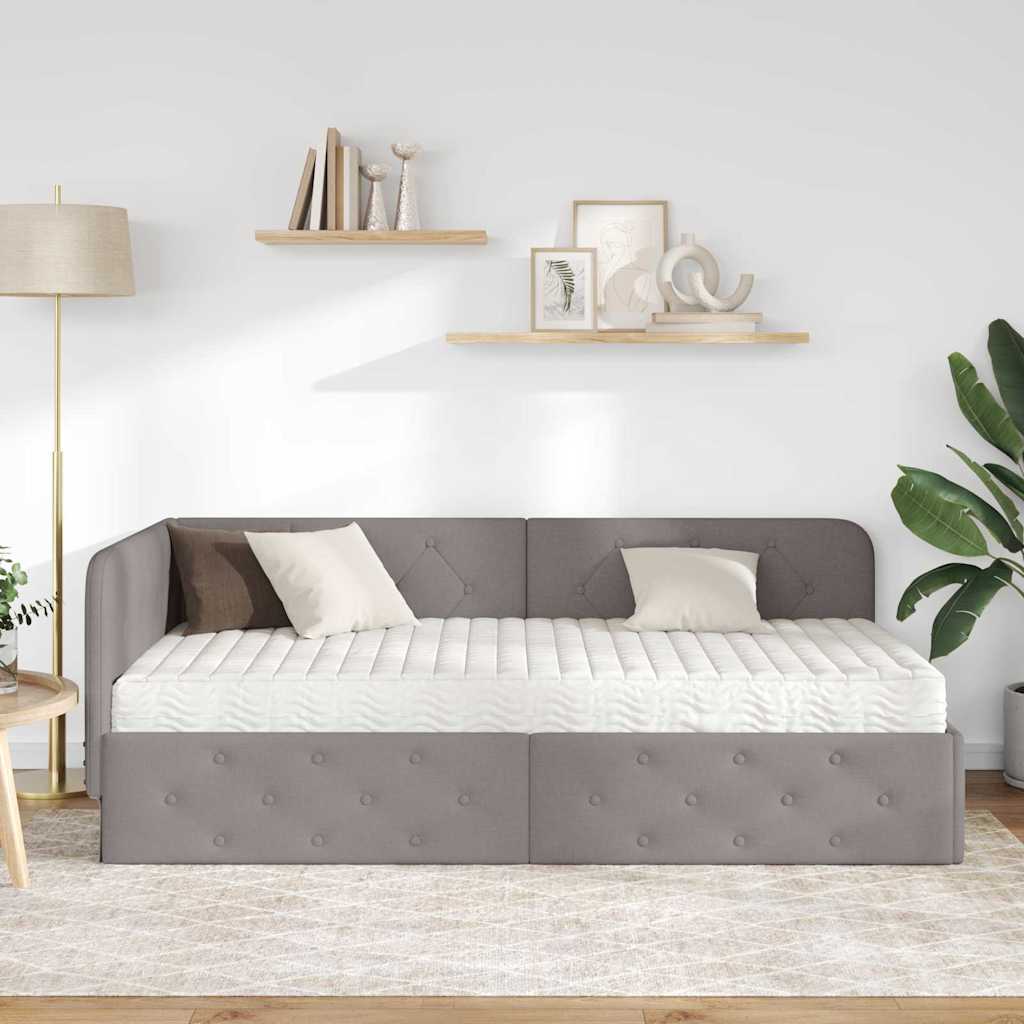Eckbettgestell Taupe 100 x 200 cm Stoff