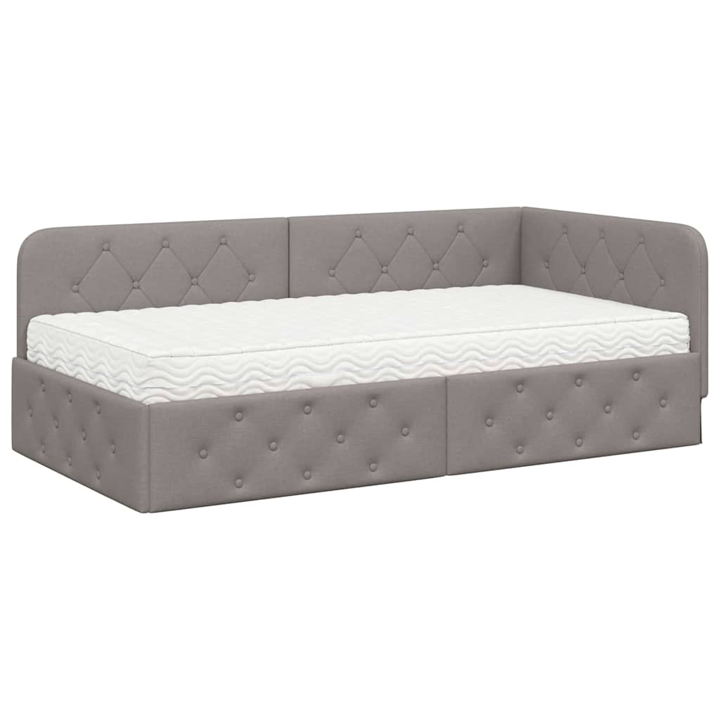 Eckbettgestell Taupe 100 x 200 cm Stoff