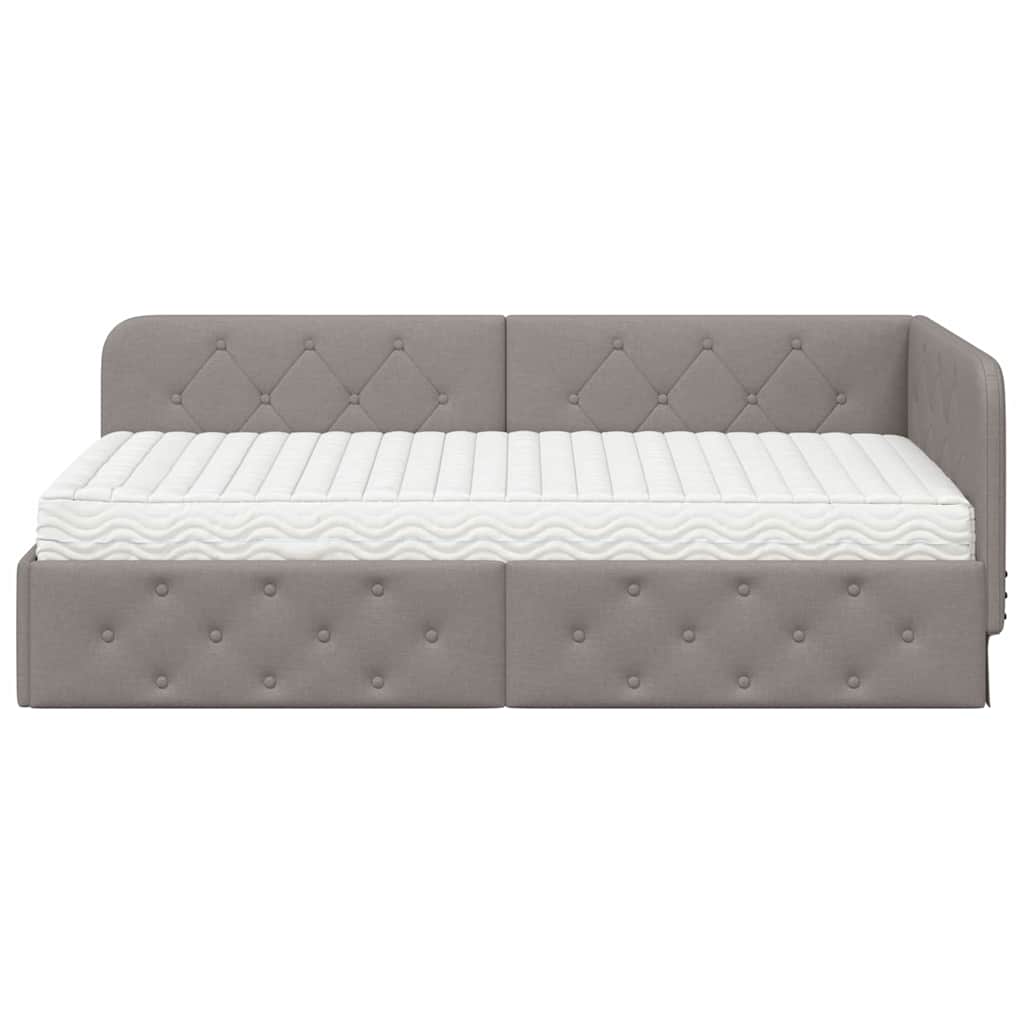 Eckbettgestell Taupe 100 x 200 cm Stoff