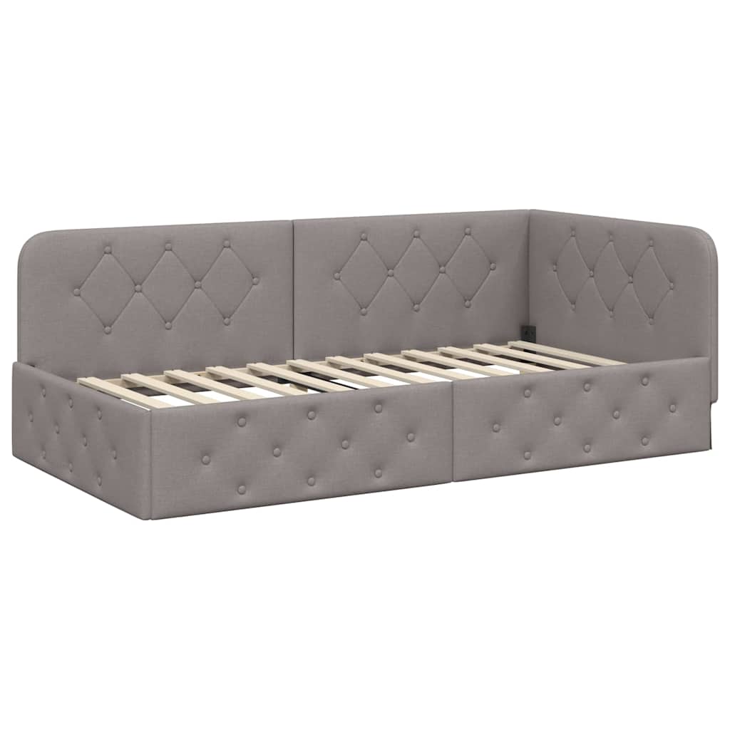 Eckbettgestell Taupe 100 x 200 cm Stoff