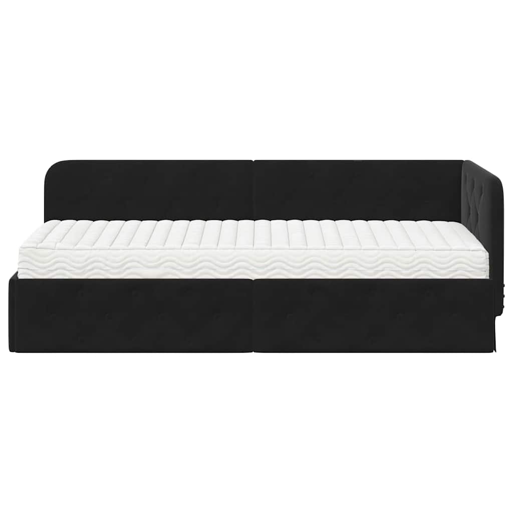 Eckbettgestell Schwarz 80 x 200 cm Samt