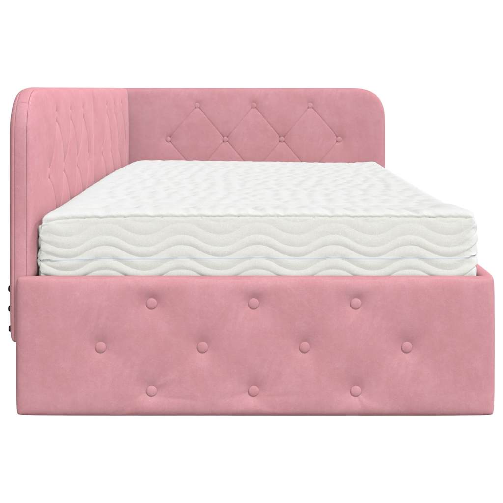 Eckbettgestell Rosa 90 x 190 cm Samt