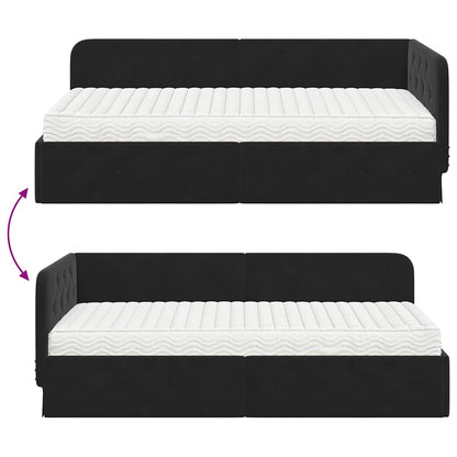 Eckbettgestell Schwarz 90 x 190 cm Samt