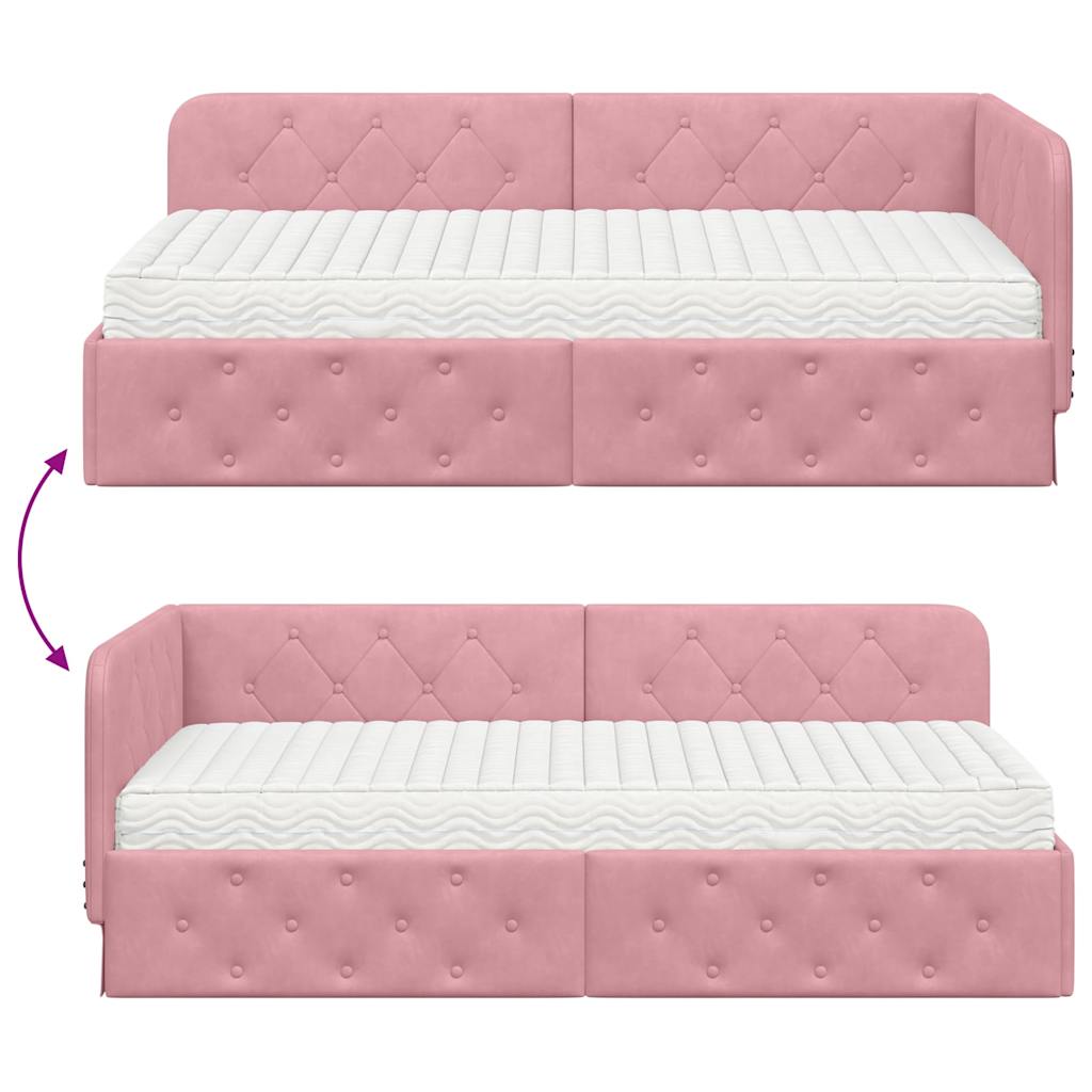 Eckbettgestell Rosa 90 x 200 cm Samt