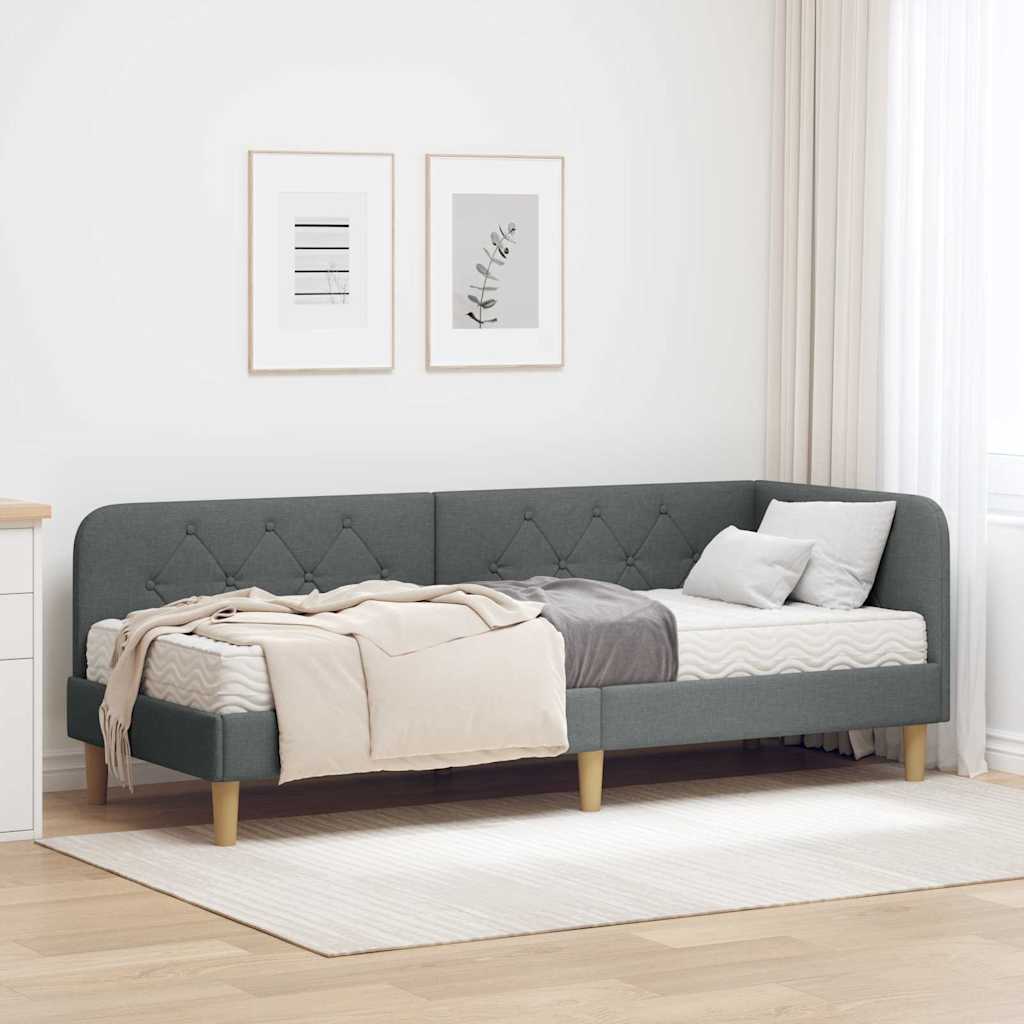 Eckbettgestell Dunkelgrau 80 x 200 cm Stoff