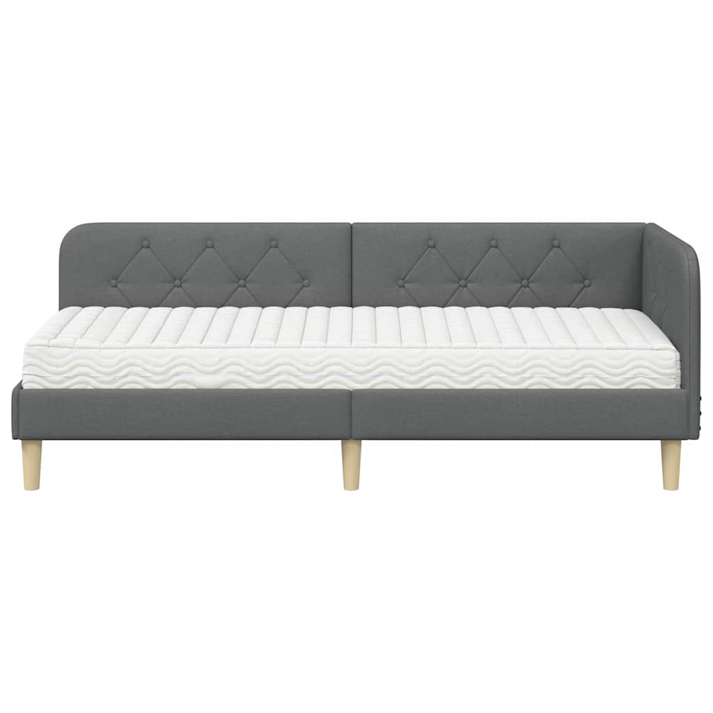 Eckbettgestell Dunkelgrau 80 x 200 cm Stoff