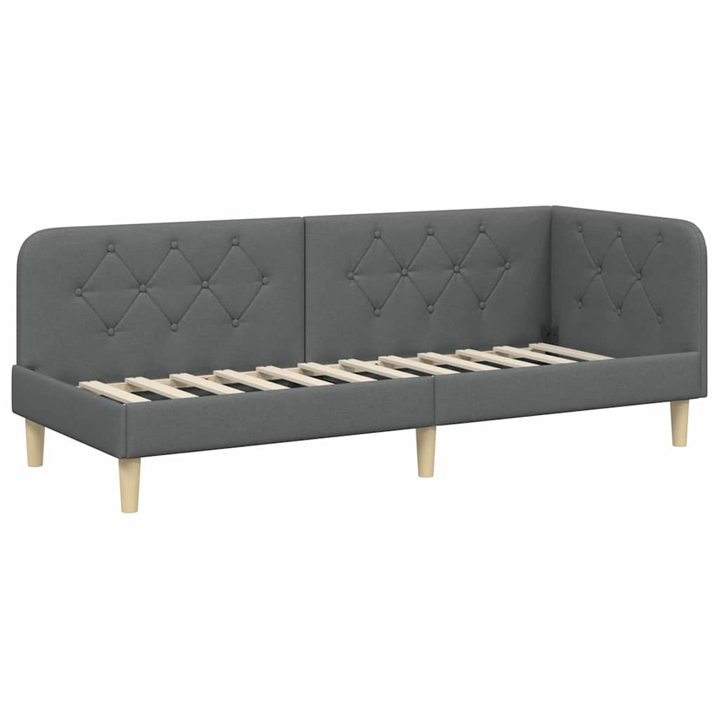 Eckbettgestell Dunkelgrau 80 x 200 cm Stoff