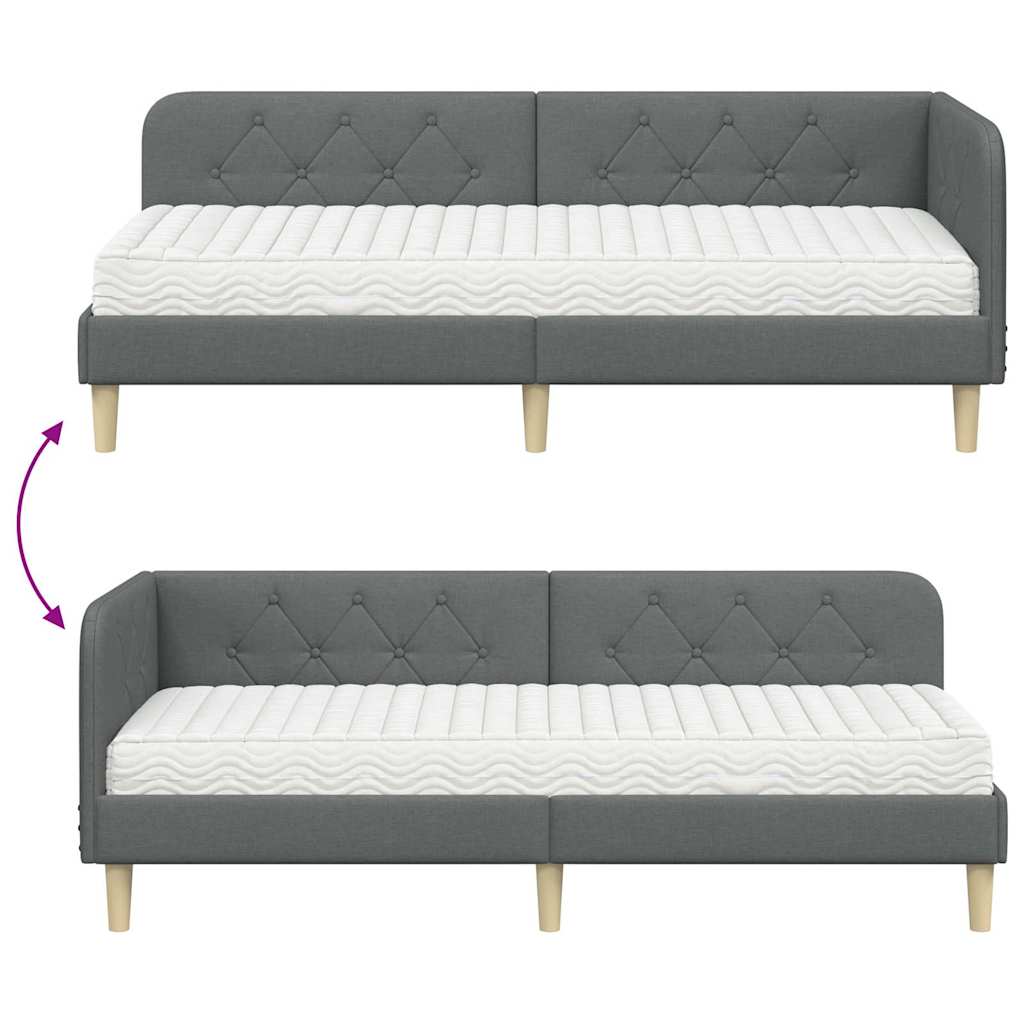Eckbettgestell Dunkelgrau 80 x 200 cm Stoff