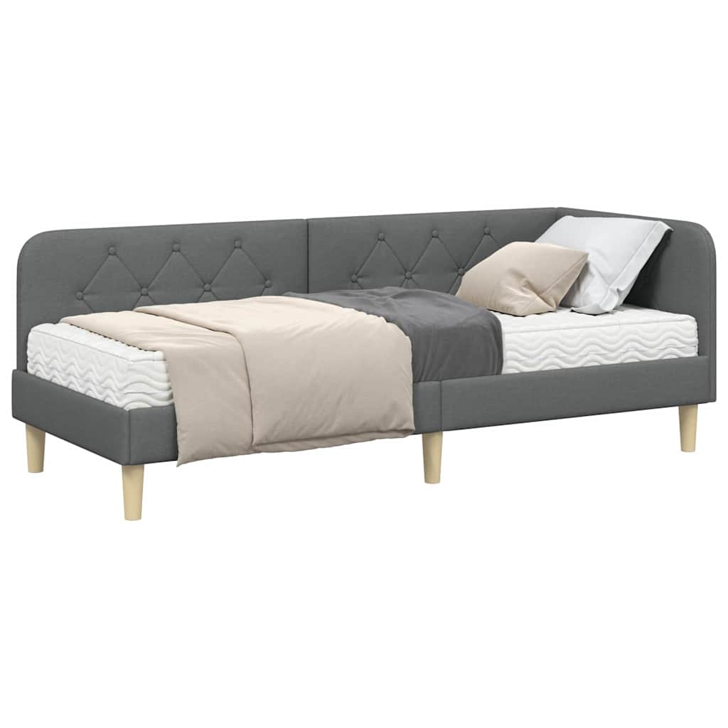 Eckbettgestell Dunkelgrau 80 x 200 cm Stoff