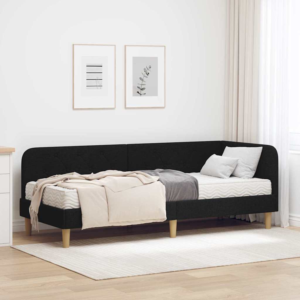 Eckbettgestell Schwarz 80 x 200 cm Stoff